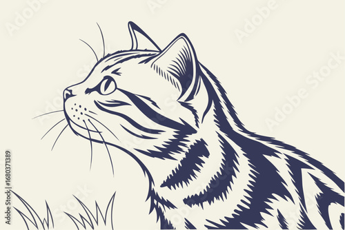 Classic Ink Sketch of American Shorthair Cat