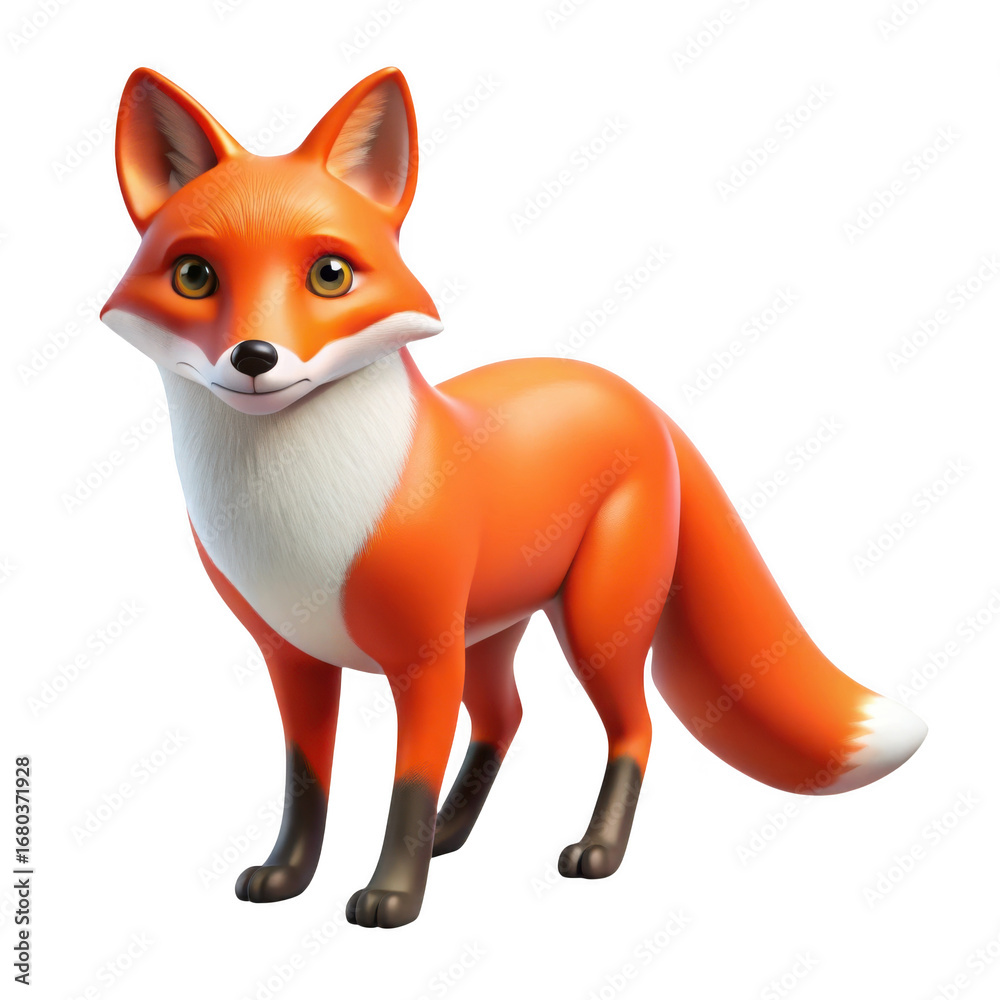 Fototapeta premium 3d stylized red fox illustration
