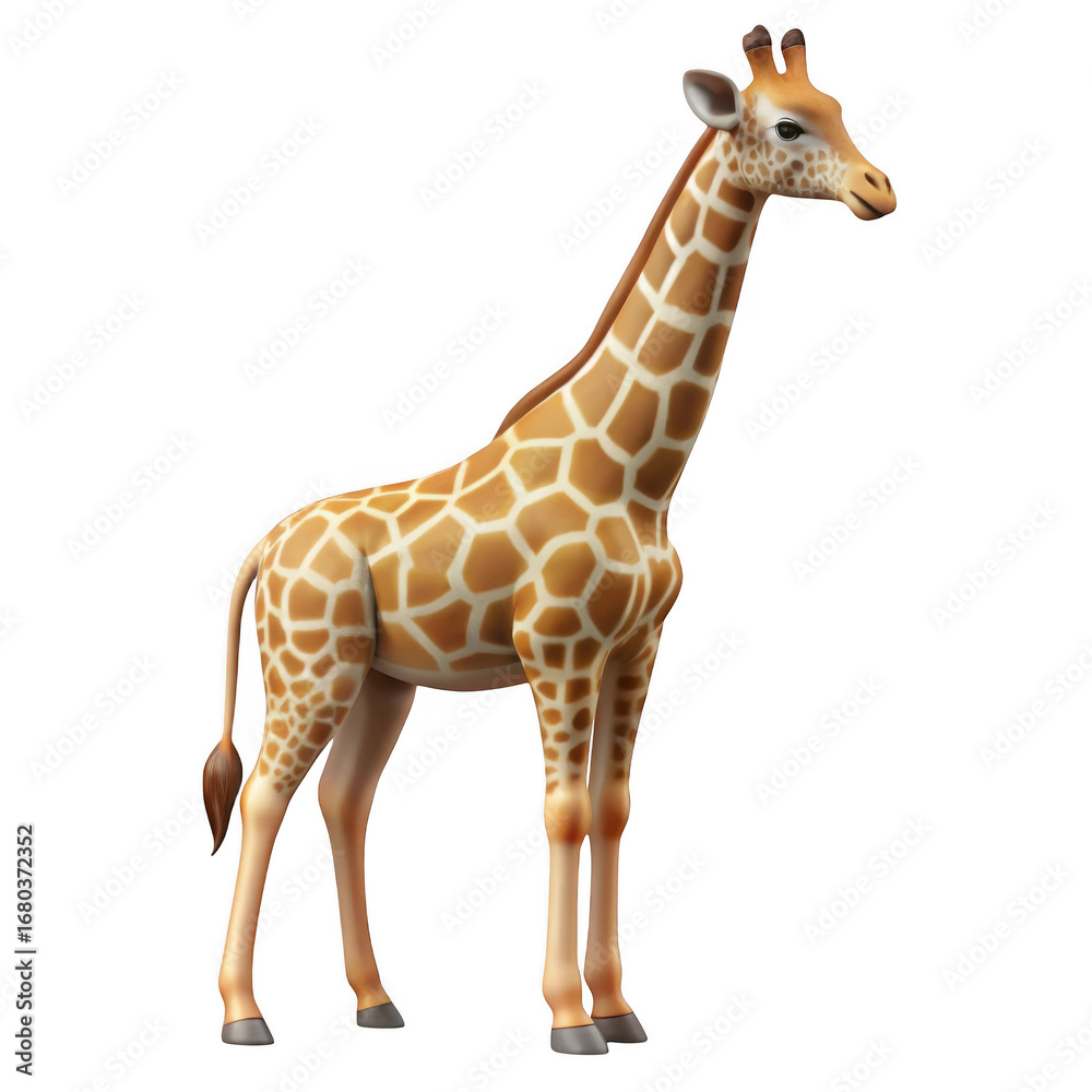 Naklejka premium 3d photorealistic giraffe standing tall