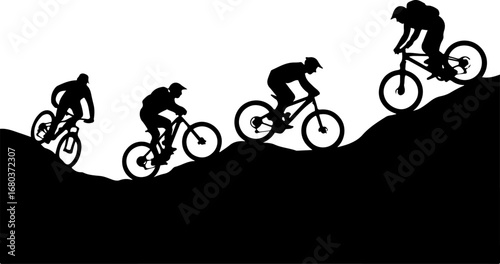 Mountain Biking Silhouette SVG | Cyclist Clipart Bundle