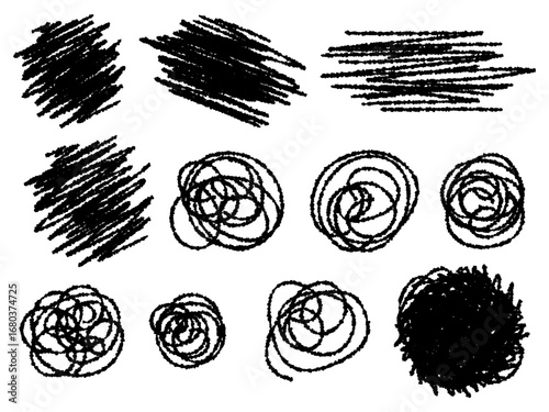 イライラ、モヤモヤ、などのストレスを表現したぐちゃぐちゃの線画アイコン