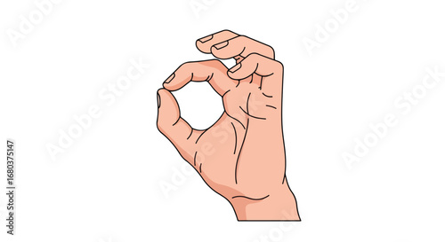 An illustration of a hand showing the 'okay' sign against a plain background perfect for digital use and graphic elements or expressing a concept or