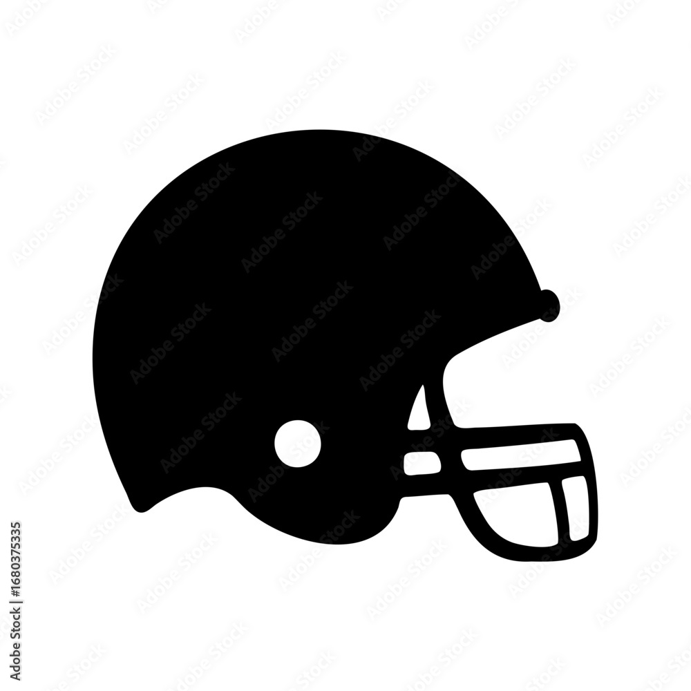 Naklejka premium Simple graphic of a black football helmet on a white background design