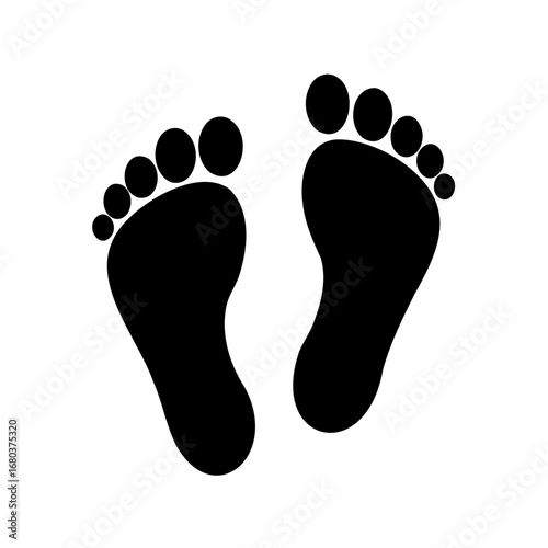 Two Black Footprints with Toes on White Background for Awareness Campaign