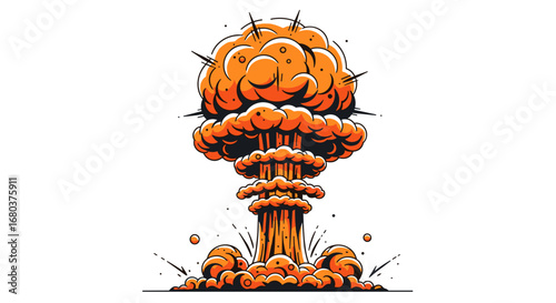 Stylized mushroom cloud explosion illustration showing intense energy release and destruction