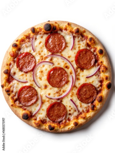 Delicious pepperoni pizza kitchen food photography bright lighting top view culinary delight