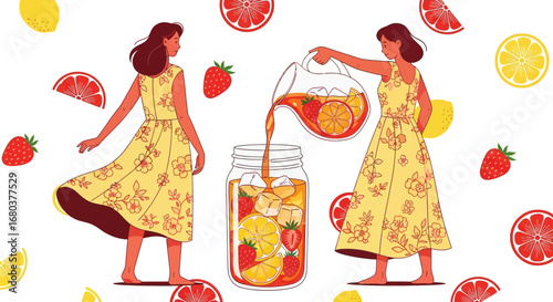 Summer Drinks, Infused Refreshment: A Refreshing Scene Depicting Delightful Beverages