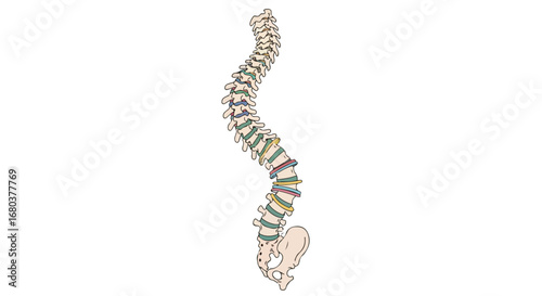 Visual Representation of Human Spine with Pelvis, Illustrating Intervertebral Discs and Vertebrae for Anatomical Study and Medical Purposes