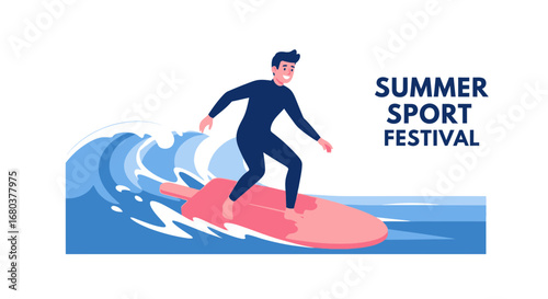 Summer Surfing Action In The Ocean: A Vibrant Depiction Of Athletic Wave-Riding Activity