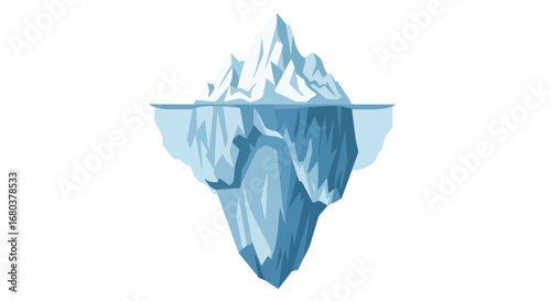 Striking representation of a colossal iceberg with submerged mass conveying hidden complexity and looming danger