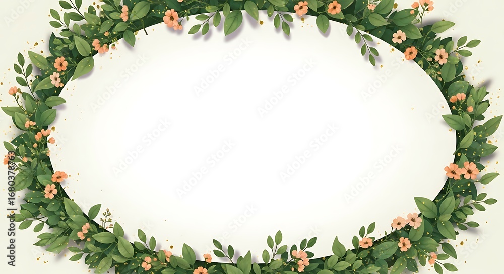 Fototapeta premium Floral Oval Frame Design.