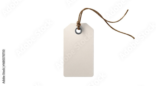 Blank rectangular tag with a looped string