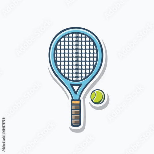 Tennis racket and ball illustration isolated on white background