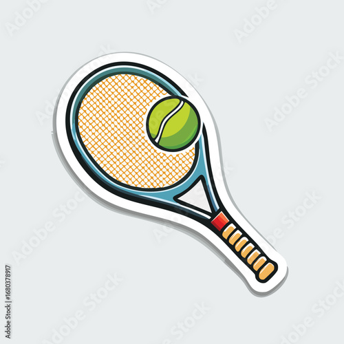 Tennis racket and ball illustration isolated on white background