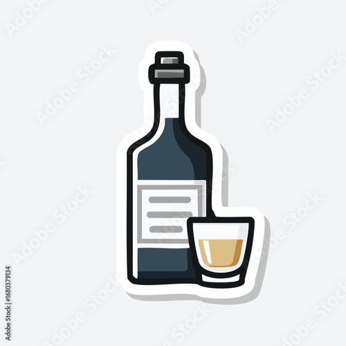 Alcohol Bottle with Shot Glass
