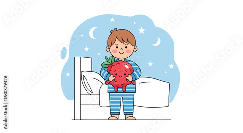 Sweet Dreams: A Child's Nighttime Adventure With A Friendly Crimson Companion