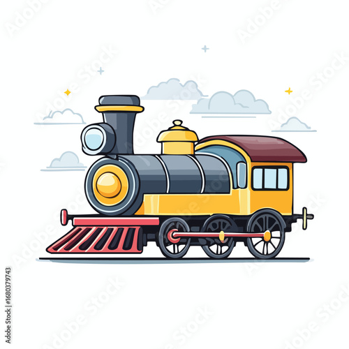 Old steam train locomotive vector illustration