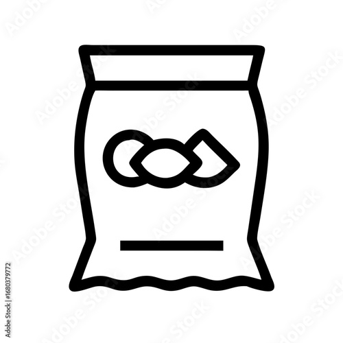 Outline drawing of a bag of potato chips snack vector icon illustration for food product design