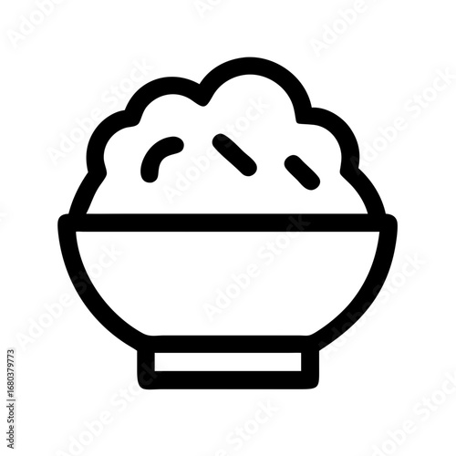 Bowl of rice icon simple vector illustration asian cuisine staple food carbohydrate meal lunch dinner 