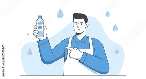 Smiling Person With Drink Bottle Presenting Refreshing And Clean Water In Visual