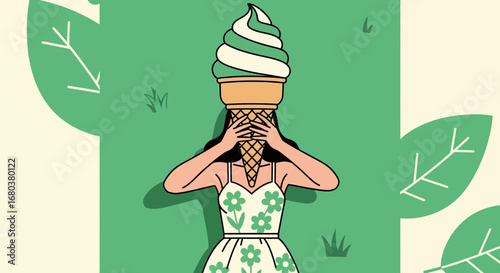 Sweet Summer Daydream Personified Through a Playful Ice Cream Cone Portrait
