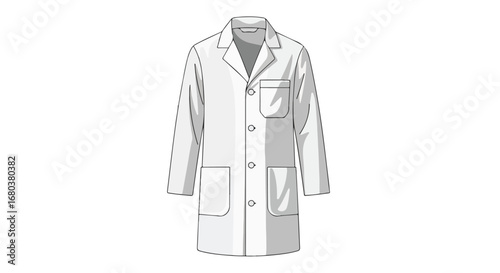 Isolated illustration of a white lab coat symbolizing science, medicine, research and professional attire in a clean presentation