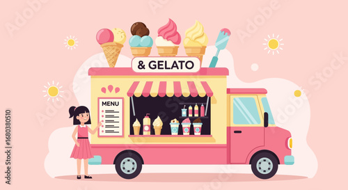 Sweet Treats Mobile Food Vendor Selling Delicious Gelato And Desserts On sunny days