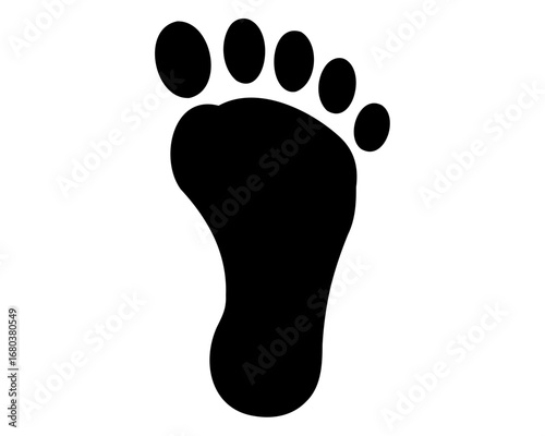 Black Silhouette of a Human Footprint on a White Background