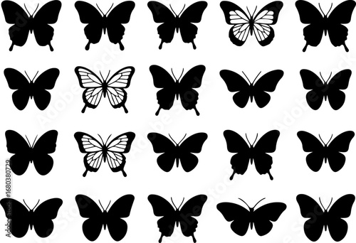 Ephemeral Beauty: Black and White Butterfly Pattern Illustration