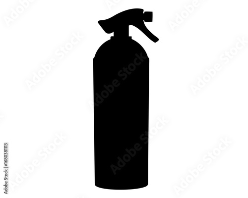 Silhouette of a spray bottle against a white background for cleaning