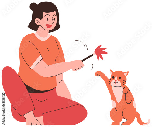 Woman Playing with a Cat
