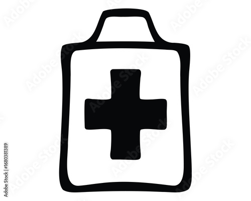 First aid kit with a plus sign, isolated on a white background
