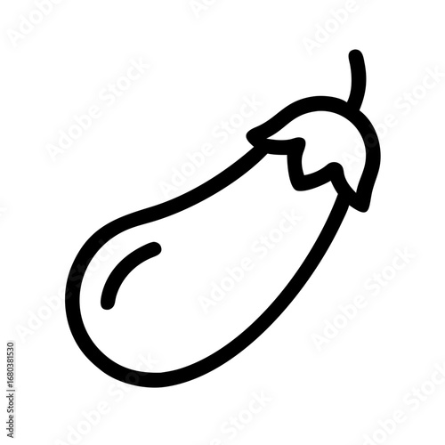 Outline drawing of fresh eggplant vegetable for healthy eating and cooking recipes food icon vector design