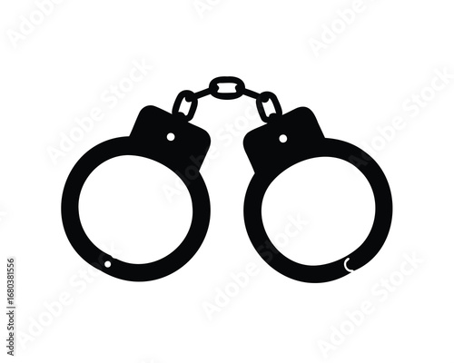 Black Silhouette of Handcuffs representing Law Enforcement and Restriction of Freedom