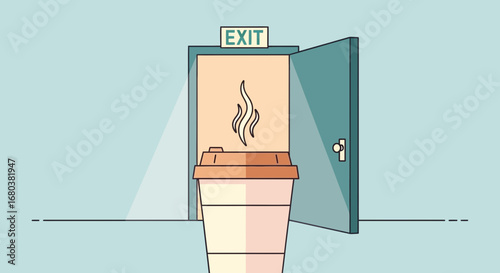 The Coffee Exit: A Steaming Beverage's Journey Past The Open Door And Fresh Ideas