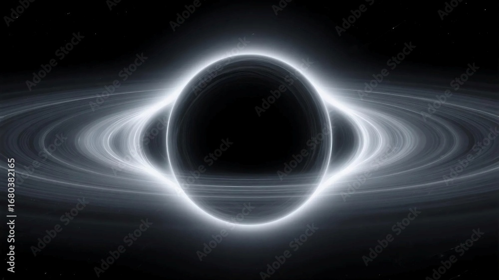 Fototapeta premium Realistic Black Hole with Accretion Disk and Curved Space-Time Effect