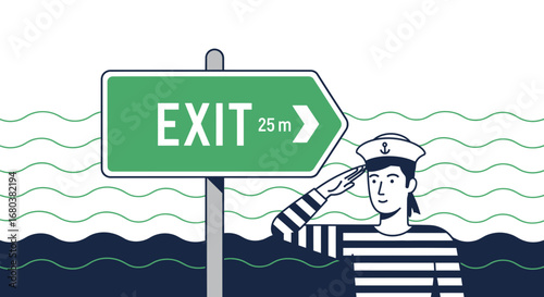The Sailor Guide Offers Direction To Exit With Green Signage Showing Route Distance Ahead