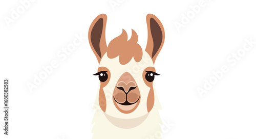 Charming llama cartoon character illustration showcasing a friendly and approachable animal face for various design needs