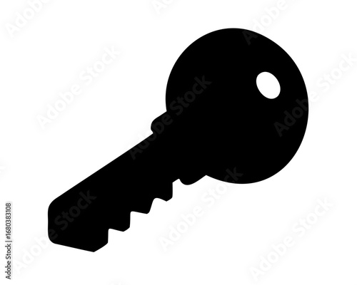 Simple black silhouette illustration of a generic pin tumbler lock key shape