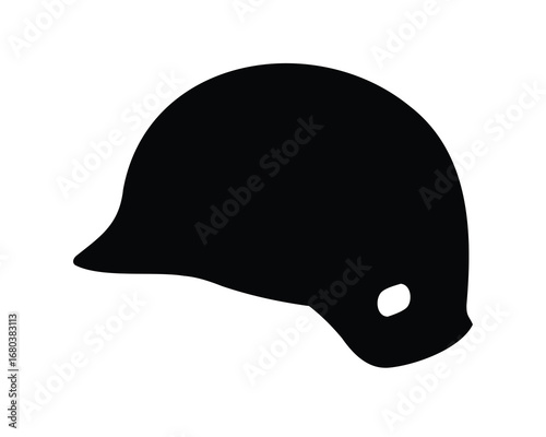 Black silhouette of a helmet, representing safety and protection head gear