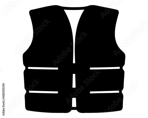 Black and white image of a life vest with a simple design
