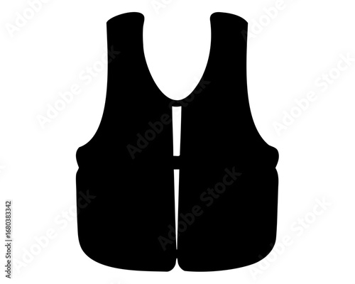 Black silhouette illustration of a vest on a white isolated background