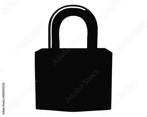 Simple Black Padlock Silhouette Illustration for Security and Protection Concept