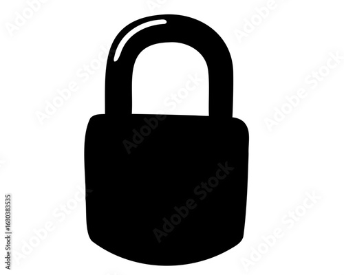 Silhouette illustration of a simple closed padlock, showing security and protection.