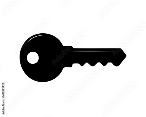 Simple flat black and white key illustration on white background