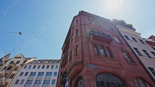 Historic Red Sandstone Building on Stadthausgasse, Basel – July 25, 2025