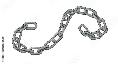 Interconnected Metallic Links Forming a Durable Chain, Illustrating Strength and Security in Industrial and Graphic Design Projects