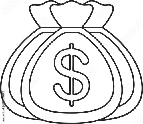 Money bag with dollar sign, representing wealth, finance, and investment, suitable for economic and businessrelated designs