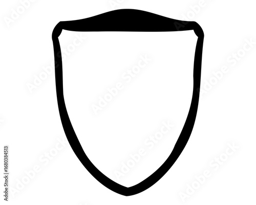 Simple black and white shield emblem with rounded bottom edge design