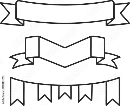 Collection of decorative banner ribbons, perfect for adding a touch of elegance to designs for awards, promotions, and celebrations